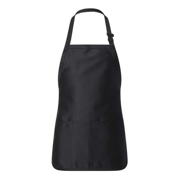 Q-Tees - Mens Q4250 Full-Length Apron With Pouch Pocket — Black