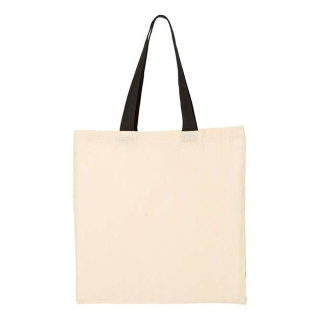 Q-Tees - Mens Qtb6000 Economical Tote With Contrast-Color Handles — Natural/Black