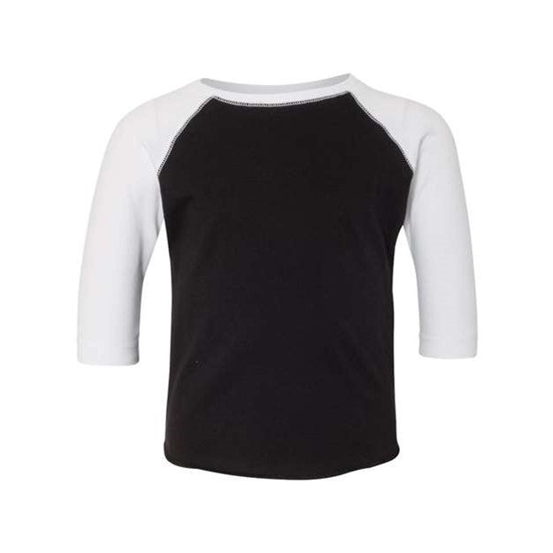 Rabbit Skins - Infants 3330 Baseball Fine Jersey Three-Quarter Sleeve Tee — Black Solid/White