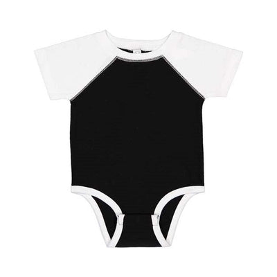 Rabbit Skins - Infants 4430 Baseball Fine Jersey Bodysuit — Black/White