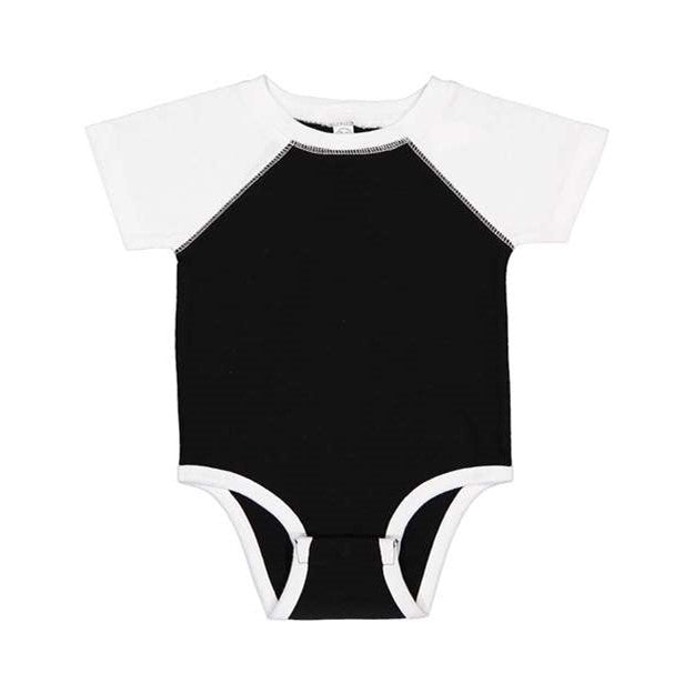 Rabbit Skins - Infants 4430 Baseball Fine Jersey Bodysuit — Black/White