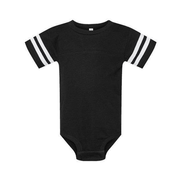 Rabbit Skins - Infants 4437 Football Fine Jersey Bodysuit — Black Solid/White