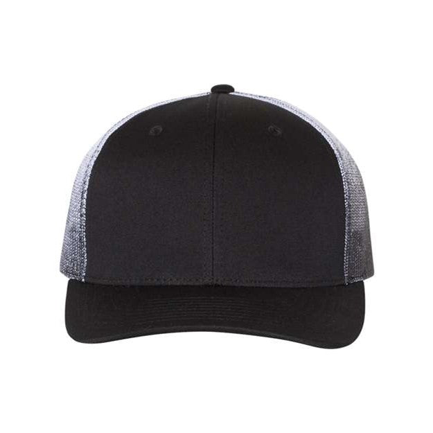 Richardson - Mens 112Pm Printed Mesh-Back Trucker Cap — Black/Black to White Fade