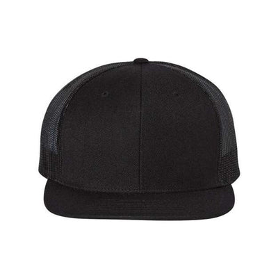 Richardson - Mens 511 Wool Blend Flat Bill Trucker Cap — Black/Black