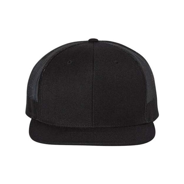 Richardson - Mens 511 Wool Blend Flat Bill Trucker Cap — Black/Black