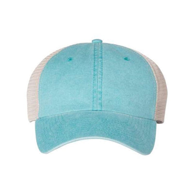Sportsman - Mens Sp510 Pigment-Dyed Trucker Cap — Aqua/Stone