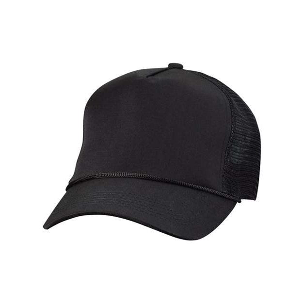 Valucap - Mens 8804H Five-Panel Mesh-Back Trucker Cap — Black