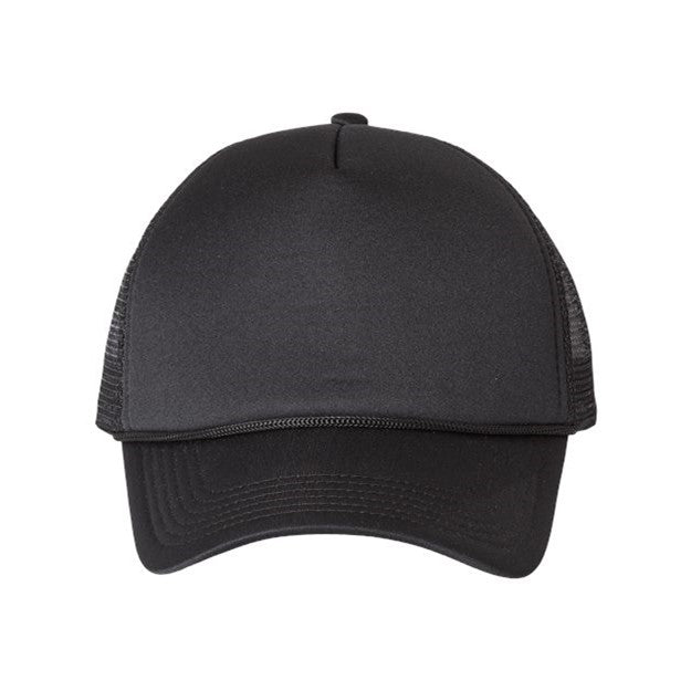 Valucap - Mens Vc700 Foam Mesh-Back Trucker Cap — Black/Black