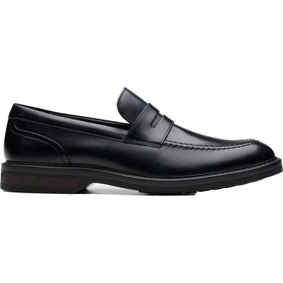 Clarks - Mens Aldwin Step Shoes — Black leather