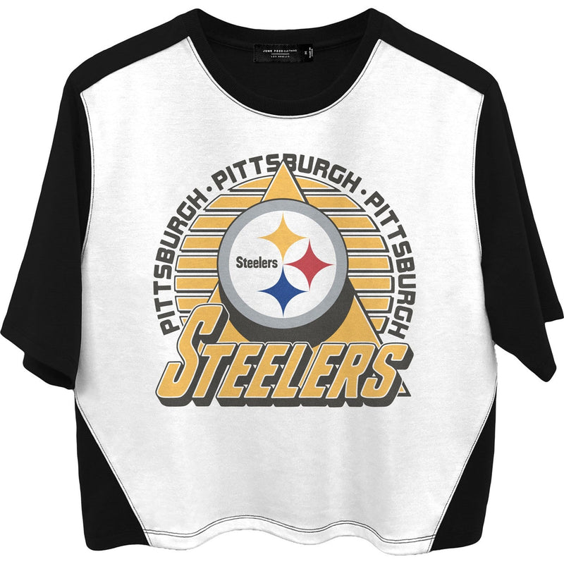 Junk Food - Womens Steelers Color Block Crop T-Shirt