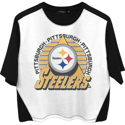 Junk Food - Womens Steelers Color Block Crop T-Shirt