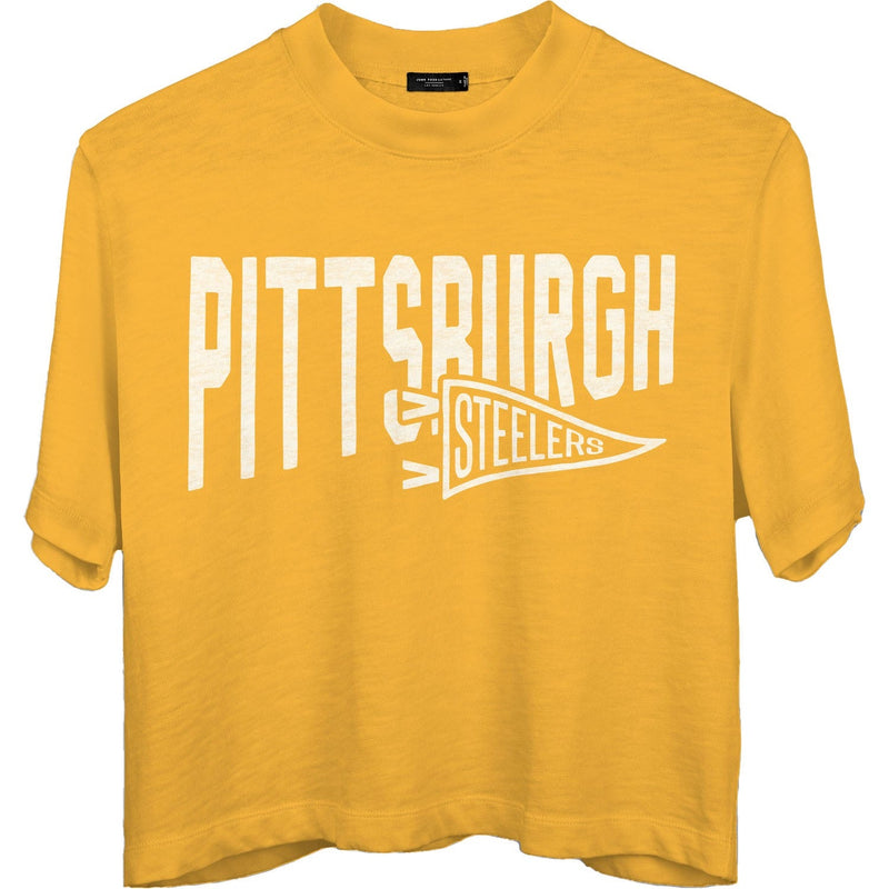 Junk Food - Womens Steelers Dual Threat Mock Crop T-Shirt