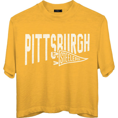 Junk Food - Womens Steelers Dual Threat Mock Crop T-Shirt