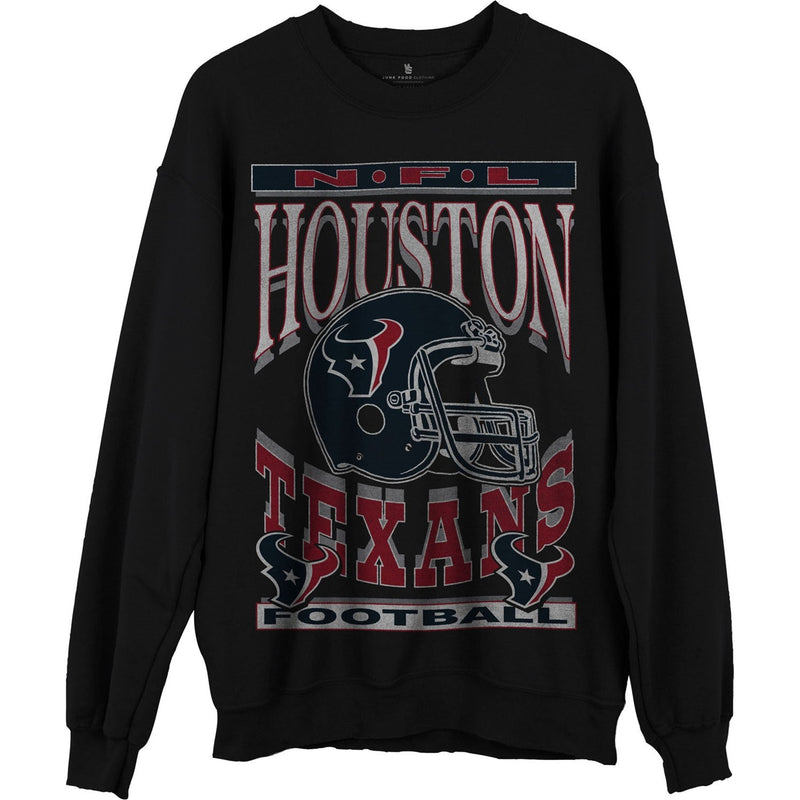 Junk Food - Unisex Texans Helmet Flea Mkt Crew Fleece T-Shirt