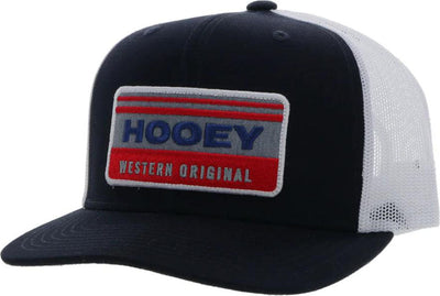 Hooey - Mens Horizon 6-Panel Trucker Cap With Rectangle Patch — Navy/White