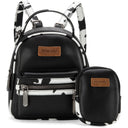 Wrangler - Womens Cow Print Trimmed Mini Backpack With Coin Pouch