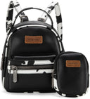 Wrangler - Womens Cow Print Trimmed Mini Backpack With Coin Pouch