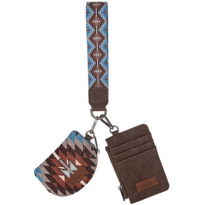 Wrangler - Womens Southwestern Art Print Dual Pouch Wristlet