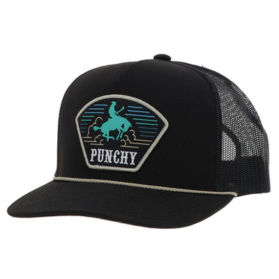 Punchy - Mens Cavvy 5-Panel Trucker Cap With Patch — Black