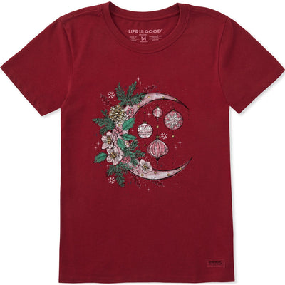 Life Is Good - Womens Christmas Ornament Moon Short Sleeve T-Shirt