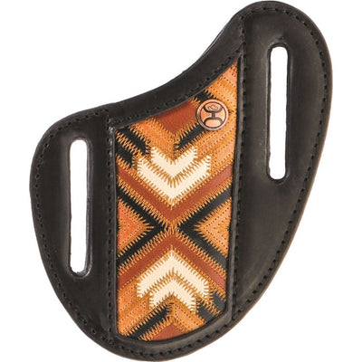 Hooey - Unisex Montezuma Aztec Patchwork Leather Pancake Knife Sheath With Leather Edge And 2.0 Logo Copper Rivets — Brown/Black/Ivory