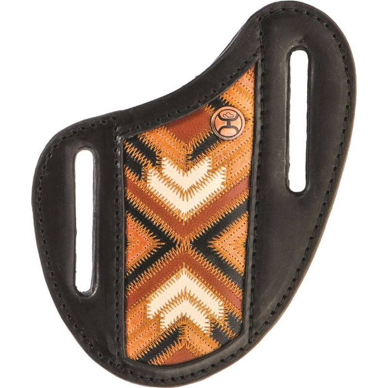 Hooey - Unisex Montezuma Aztec Patchwork Leather Pancake Knife Sheath With Leather Edge And 2.0 Logo Copper Rivets — Brown/Black/Ivory