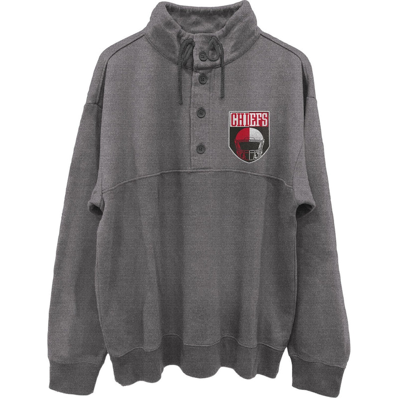Junk Food - Mens Chiefs Slant 1/4 Button Up Fleece Sweater