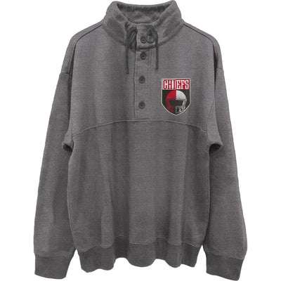 Junk Food - Mens Chiefs Slant 1/4 Button Up Fleece Sweater