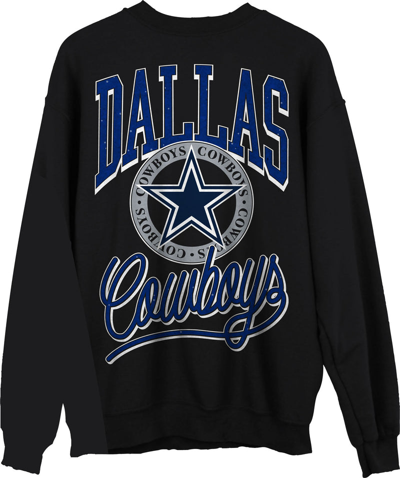 Junk Food - Unisex Cowboys Glitter Crew Neck Fleece Sweatshirt