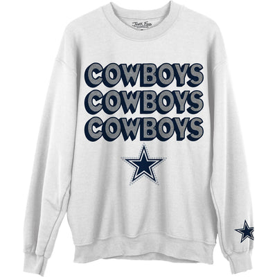 Junk Food - Unisex Cowboys Repeat Bling Crew Neck Fleece Sweatshirt