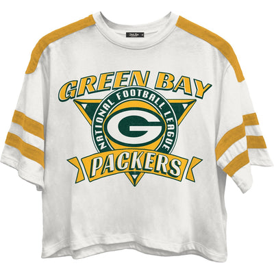Junk Food - Womens Packers Striped Crop T-Shirt