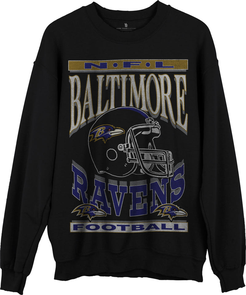 Junk Food - Unisex Ravens Helmet Crew Neck Fleece Sweatshirt