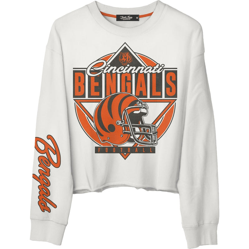 Junk Food - Womens Bengals Helmet Crop Fleece Sweatshirt