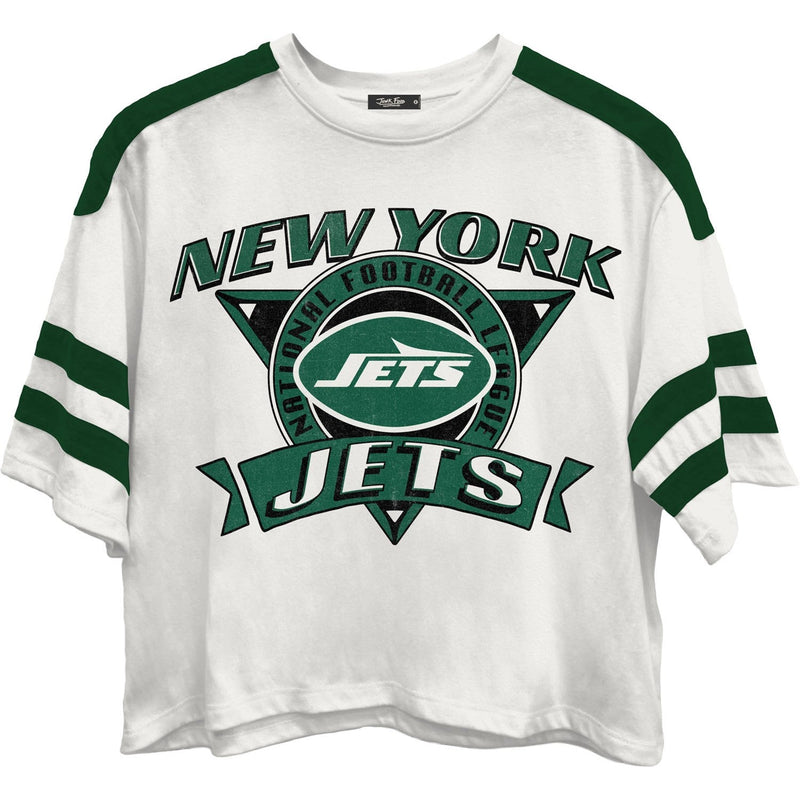 Junk Food - Womens Jets Striped Crop T-Shirt
