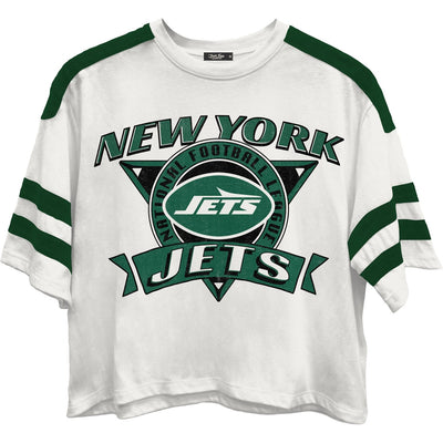 Junk Food - Womens Jets Striped Crop T-Shirt