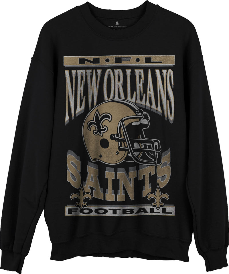 Junk Food - Unisex Saints Helmet Crew Neck Fleece Sweatshirt