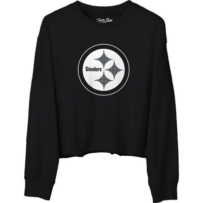 Junk Food - Womens Steelers Bling Crop Crew Neck Fleece Sweatshirt