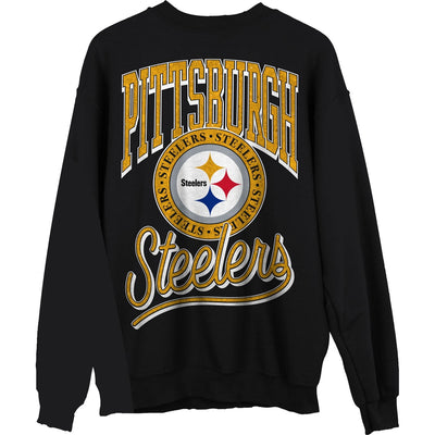 Junk Food - Unisex Steelers Glitter Crew Neck Fleece Sweatshirt