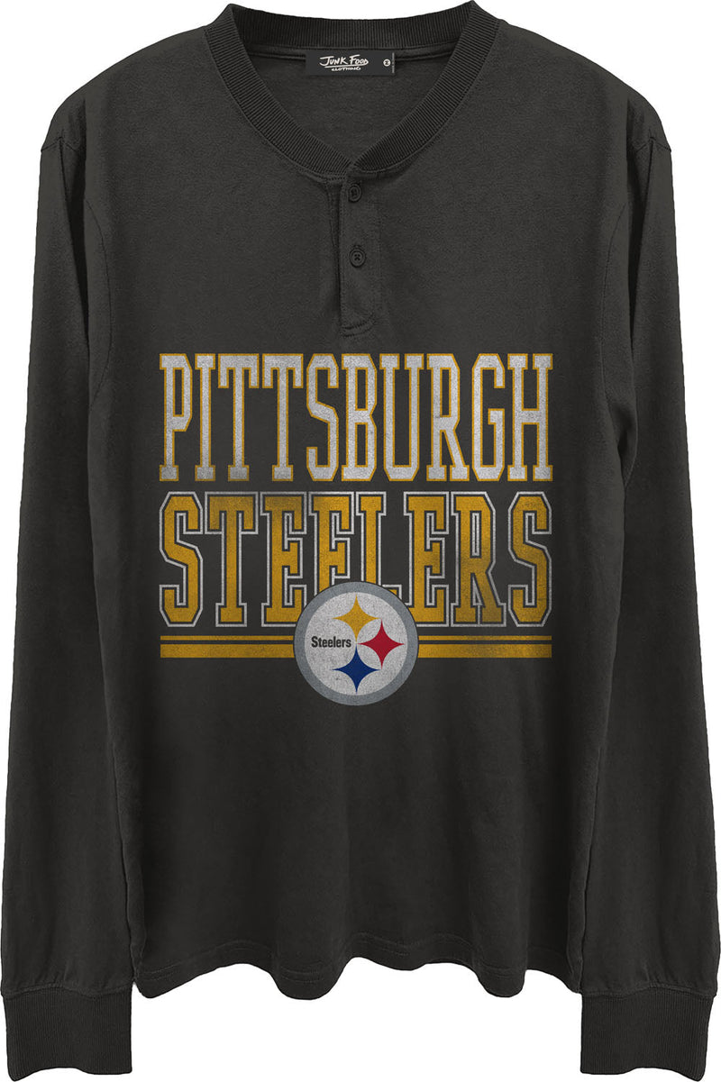 Junk Food - Mens Steelers Long Sleeve Henley
