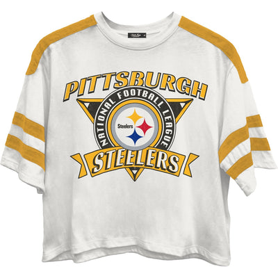 Junk Food - Womens Steelers Striped Crop T-Shirt