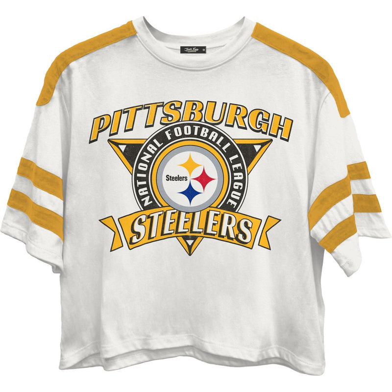 Junk Food - Womens Steelers Striped Crop T-Shirt