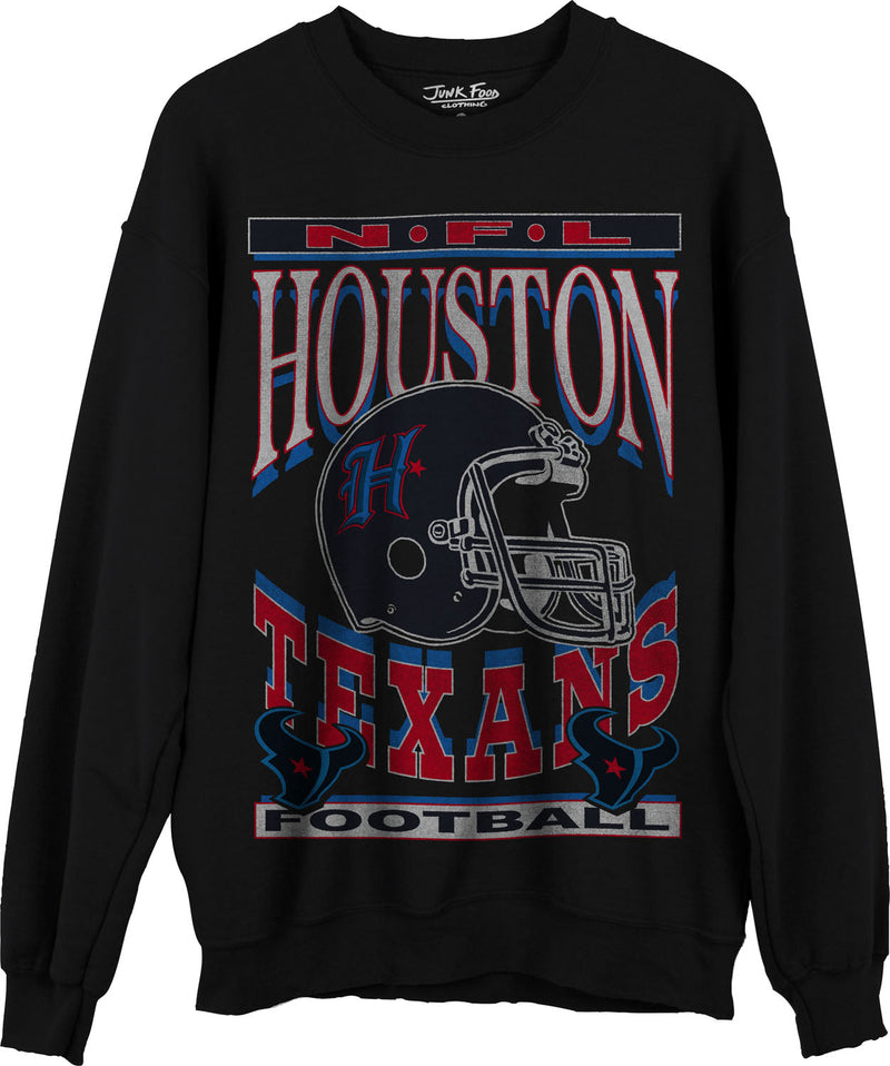 Junk Food - Unisex Texans Helmet Crew Neck Fleece Sweatshirt