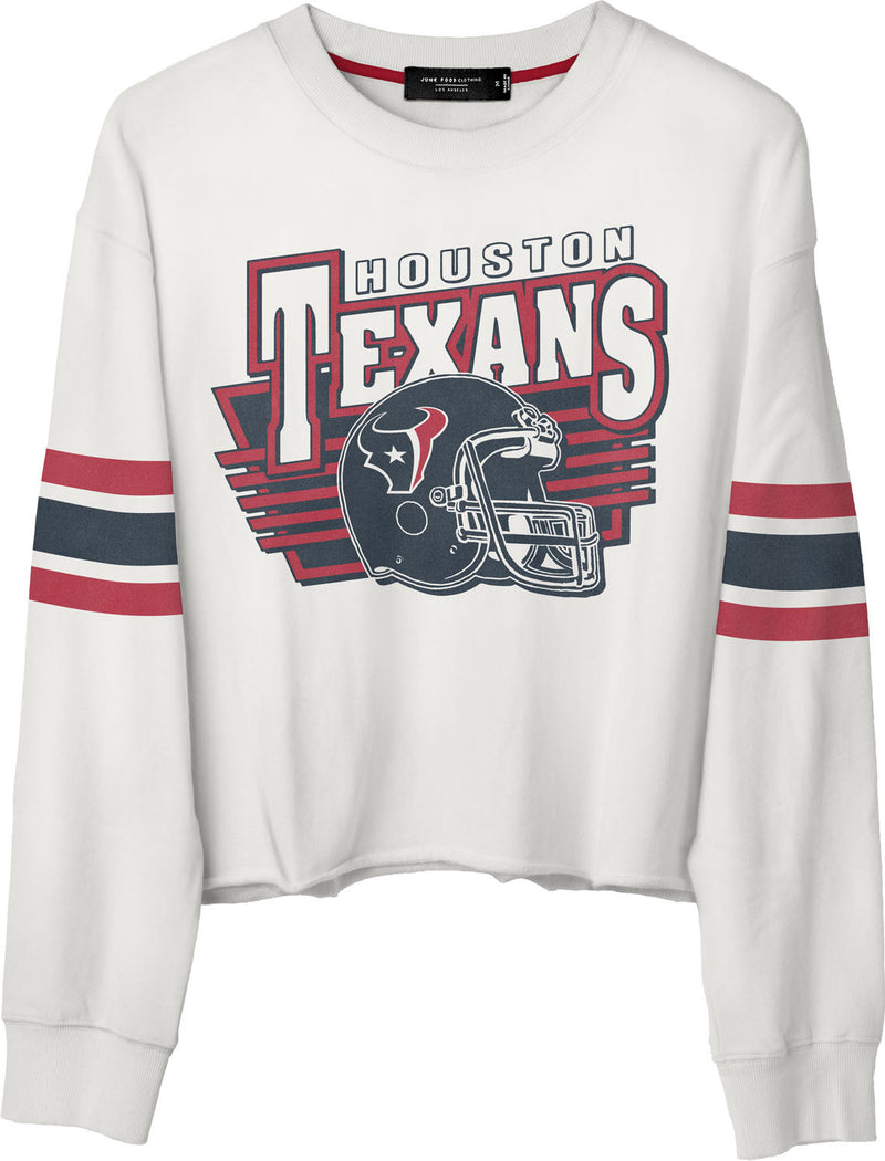 Junk Food - Womens Texans Kickoff Crop Crew Neck Sweatshirt