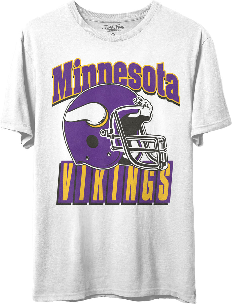 Junk Food - Unisex Vikings Throwback Helmet T-Shirt