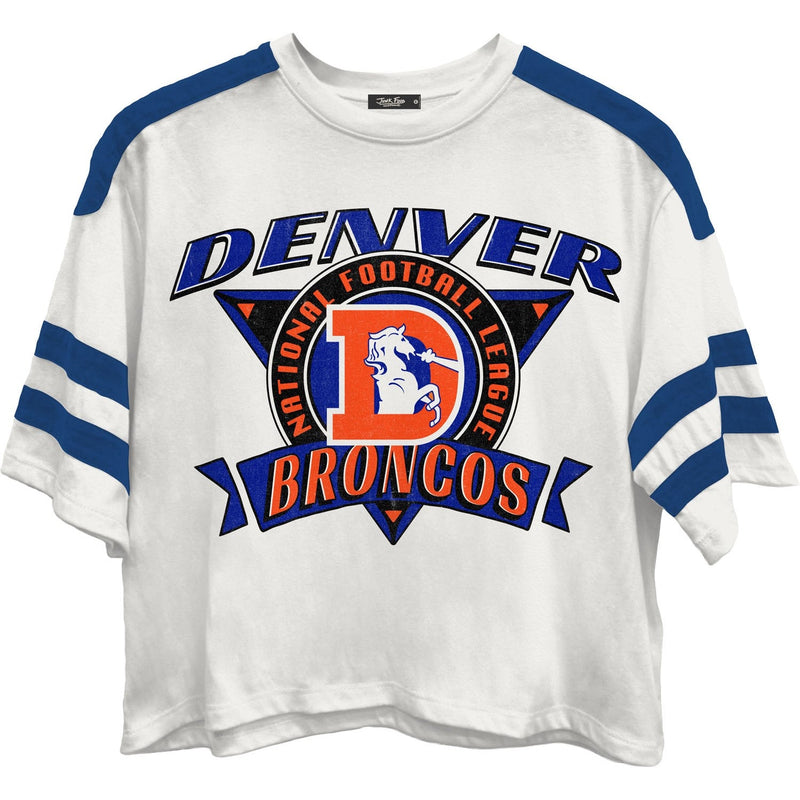 Junk Food - Womens Broncos Striped Crop T-Shirt