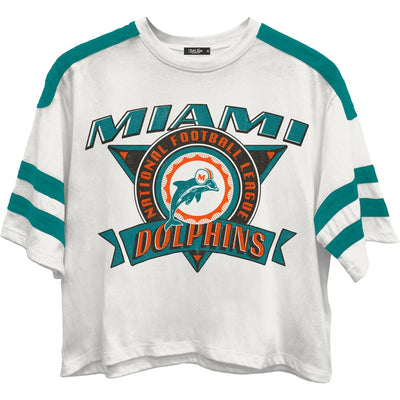 Junk Food - Womens Dolphins Striped Crop T-Shirt