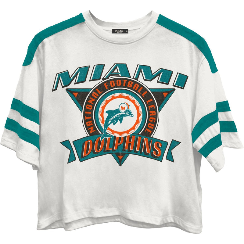 Junk Food - Womens Dolphins Striped Crop T-Shirt