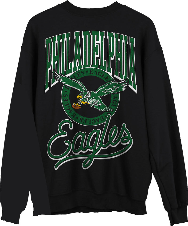 Junk Food - Unisex Eagles Glitter Crew Neck Fleece Sweatshirt