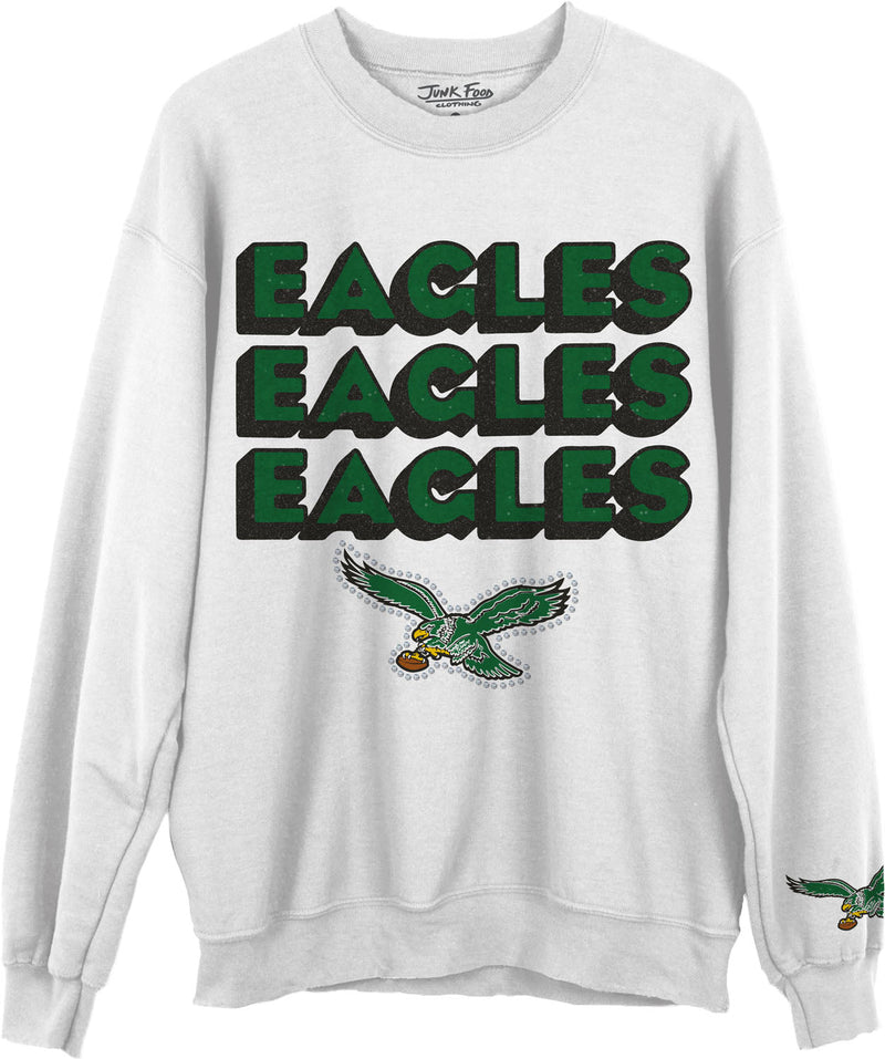 Junk Food - Unisex Eagles Repeat Bling Crew Neck Fleece Sweatshirt