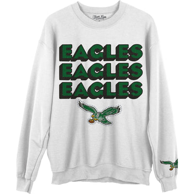 Junk Food - Unisex Eagles Repeat Bling Crew Neck Fleece Sweatshirt